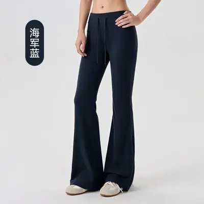 Women's Fleece-Lined Yoga Flare Pants, Thick, Drawstring Waist, Slimming - 10