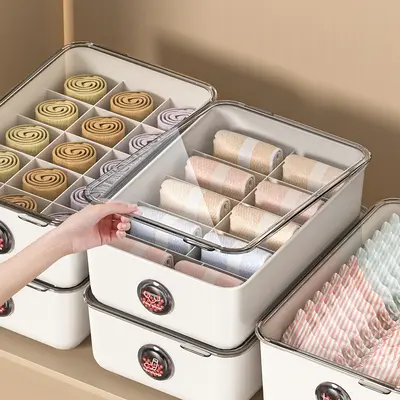 İç çamaşır saklama kutusu kapaklı, 3 in 1 bölmeli - 4
