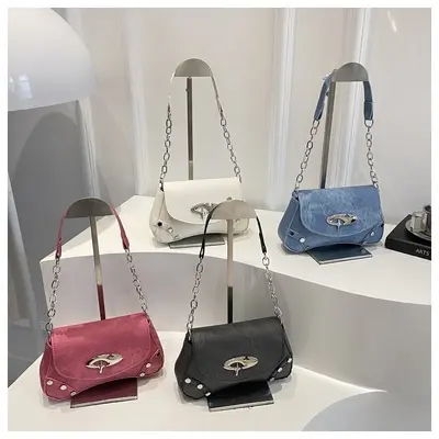 Kadın tek omuz çantası, küçük kare model, retro yaz tasarımı - 5