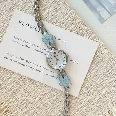 Kirschblüten-Armband-Damenuhr, elegant, Quarz