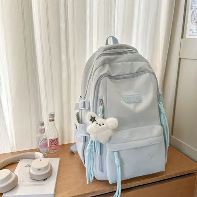 Girls' School Backpack, Large Capacity, Letter Print - 11
