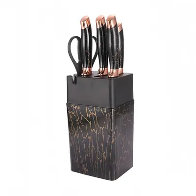 Marble pattern stainless steel kitchen knife set, 7-piece - 8
