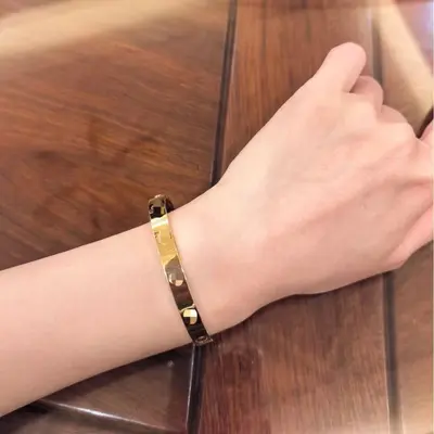 Titanyum çelik love bilezik kadın, 18K roségold kaplı - 5