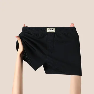 Herren-Boxershorts aus Baumwolle, antibakteriell, einfarbig, locker geschnitten