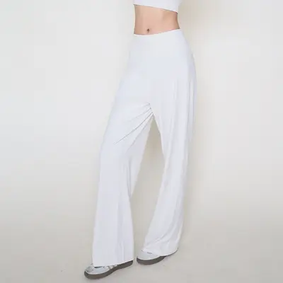 Kadın Yüksek Bel Gevşek Paça Yoga ve Koşu Pantolonu, Çıplak Hissi Kumaş - 8