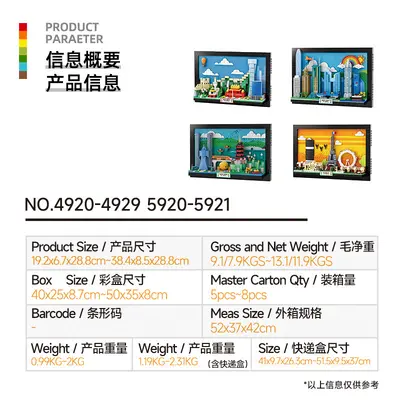 Wange kleine Bausteine Lernspielzeug Bausatz Kindergeschenk 6-12 Jahre chinesische Bausteine internationale Städte Postkarte