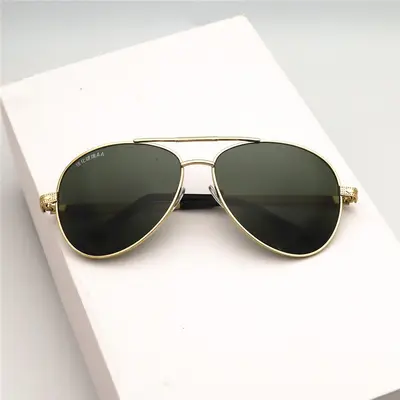 Large Square Sunglasses, Crystal Flat Lens, Full Metal Frame - 12