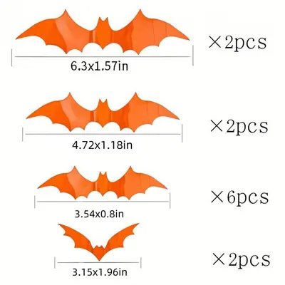 12 Pcs 3D Halloween Bat Wall Stickers, Purple and Orange - 10