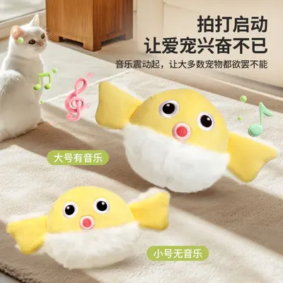 新款毛绒小鸡宠物玩具 震动发声耐抓咬猫咪自嗨神器 宠物用品批发