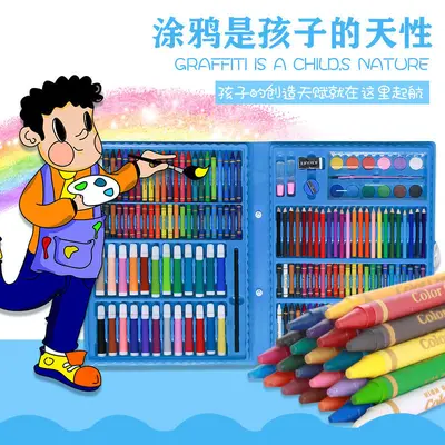 新款儿童画笔套装水彩马克绘画笔礼盒画笔蜡笔幼儿园礼物美术用品