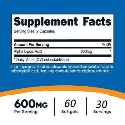 Alpha-Liponsäure 600 mg, vegetarische Kapseln, sojafrei