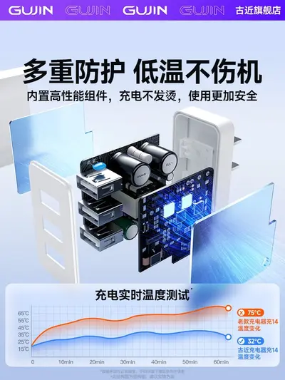 三口充电器头双口USB多口插头充电器多功能快充冲电头插座适用安