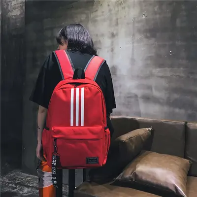 Öğrenci sırt çantası, çizgili tasarım, büyük kapasite, unisex - 12