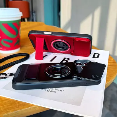 iPhone 18 Pro Max kılıf, kaydırmalı kamera kapağı, halkalı standlı