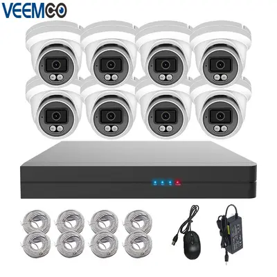4K POE surveillance camera with 8-channel NVR, bullet and dome