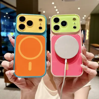Dopamine Color-Block Phone Case for Apple iPhone 17 Pro Max, Fits iPhone 18 Pro, Full Wrap Protection for 16/15, Magnetic