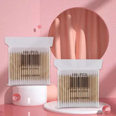 Bambu Çubuklu Çift Uçlu Pamuklu Çubuk, Tek Kullanımlık, Toptan - 12