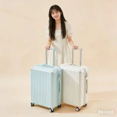 Women's Trolley Suitcase with Silent Universal Wheels, Cup Holder and Combination Lock