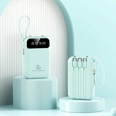 3C-zertifiziertes Mini-Powerbank 20000 mAh großer Kapazität, integriertes Kabel tragbare Stromquelle, Geschenkindividualisierung - 8