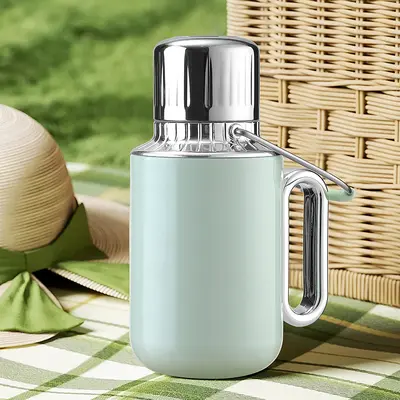 Mechanical Temperature Display All-Steel Thermos, Large Capacity with Handle - 11