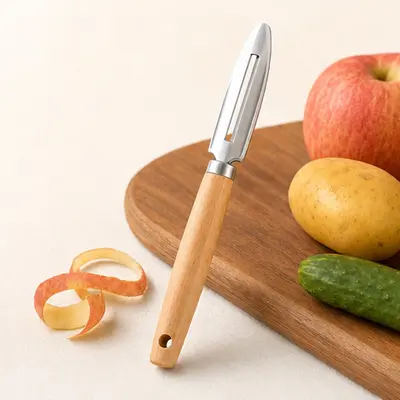 Obstschäler mit Holzgriff aus Edelstahl