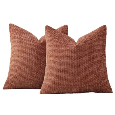 Amazon dicke gekordelte Chenille-Kisseneinsatz Kissenbezug Kreuzweberei einfarbig einfache flache Farbe Sitzkissen weiches Sofa grenzüberschreitend