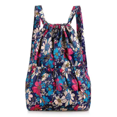 Women's Printed Backpack, Drawstring, Lightweight, Large Capacity - 10