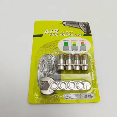 Araba Lastik Basıncı İzleme Başlığı Görünür Lastik Basıncı Uyarı Cihazı Lastik Basıncı Dedektörü Lastik Basıncı Kapağı Lastik İnceleme Kapağı 4'lü Set - 10