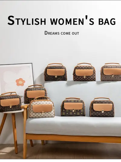 Schlichte große Damen-Schrägumhängetasche, Retro-Stil - 6