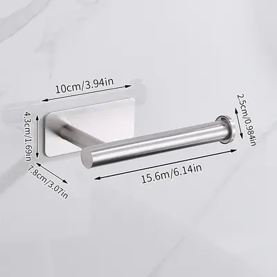 Stainless Steel No-Drill Wall-Mounted Toilet Paper Holder - 11