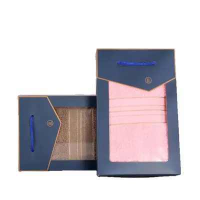 Towel gift set, 100% pure cotton, thick weave with embroidered design - 5