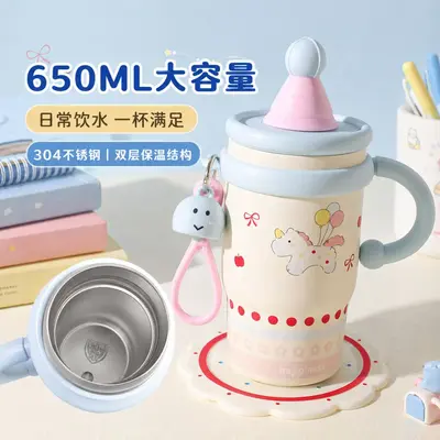 Paslanmaz Çelik Termos Kupa, Saplı ve Pipetli, 600 ml Büyük Kapasite - 5