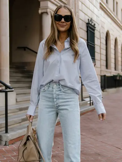 European and American Stretch Straight-Leg Denim Jeans for Women