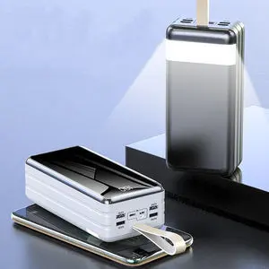Mini Solar Power Bank with Built-in Cable, 20000 mAh