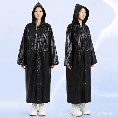 Eva Erwachsenen-Regenmantel, transparente Poncho mit Hut - 12
