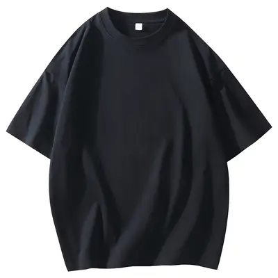 24 Pcs 190g Loose Fit Round Neck Short Sleeve Solid Color T-Shirt - 4