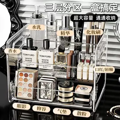 Transparent Acrylic Cosmetic Organizer, Tiered Multi-Layer Rack