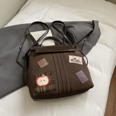 Damen-Handtasche mit Abzeichen, multifunktionale Umhängetasche - 7