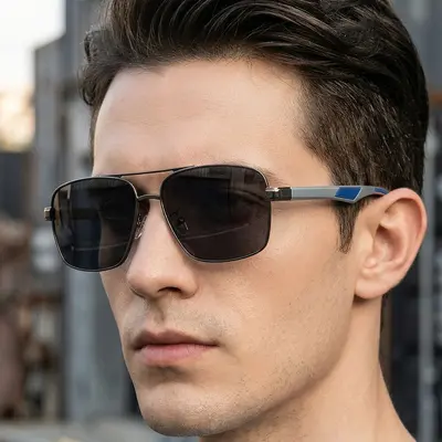 Polarized Sunglasses with Aluminum-Magnesium Frame, TAC Lenses and Spring Hinges - 3
