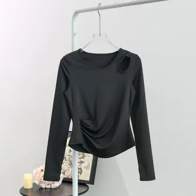 Women's Hollow-Out Long-Sleeve Running Fitness Top, Spring Autumn - 6
