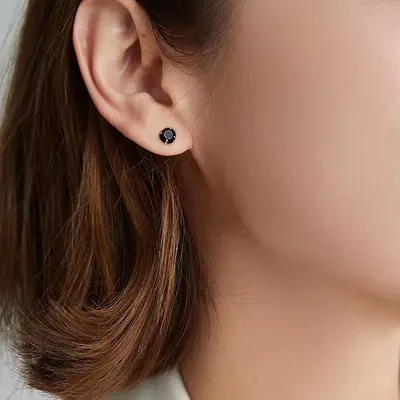 S999 Silber-Ohrringe Mini Zirkon, Vier-Krallen-Design