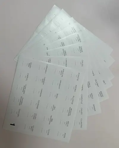 Round PVC English Spice Labels, Self-Adhesive - 8