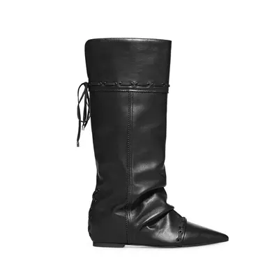 Women's Hidden-Heel Chelsea Boots with Laces, Vintage Western Style - 8