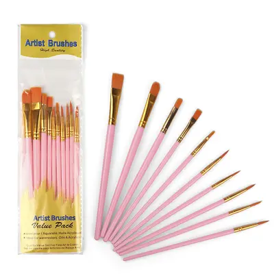 Paint brush set, 10-piece, nylon, oil and acrylic - 10