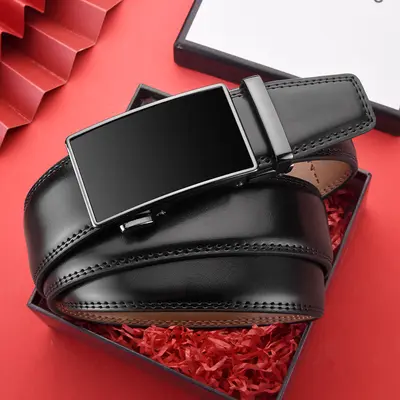High-end Leather Belt Men's Waist Belt Automatic Buckle Genuine Leather Belt Casual Business Men's Trousers Belt Customizable LOGO Export Style - 1