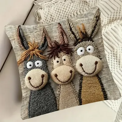 Highland-Rind Kissenbezug Kuschelkissenbezug Kuscheltier Kurzflor Samtig Niedliches Tierdruck Sofa Wohnzimmer Deko Kissen Bezug Cremestil - 7