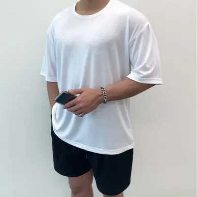 Herren-T-Shirt aus Baumwolle, große Größe, locker geschnitten, kurzarm