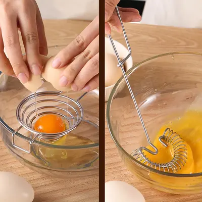Creative extended handle stainless steel wire egg white separator stainless steel spring manual egg beater egg mixer