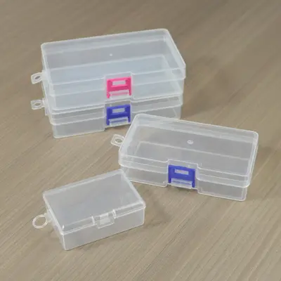 Rechteckige Lagerkiste mit Verschluss, transparente Kunststoff-Leerbox mit Deckel, Stiftbox, PP-Box, Komponentenbox, Verpackungs- und Organisierungsbox