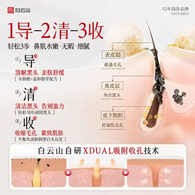 白云山去黑头鼻贴收缩毛孔粉刺深层清洁导出液控油舒缓鼻头贴正品